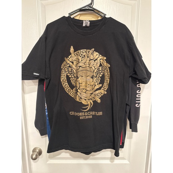 Crooks & Castles Medusa Graphic Long Sleeve T-Shirt Black Mens Large - Picture 1 of 4